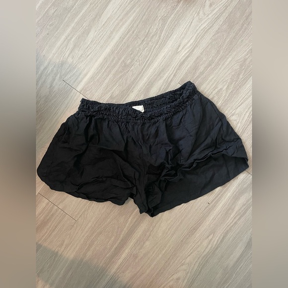 Anthropologie 100% linen black shorts with elastic band - Picture 1 of 3